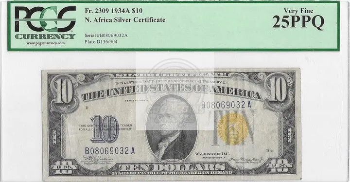 $10 North Africa Silver Certificate 1934 A 25PPQ - Cool Coins & Notes