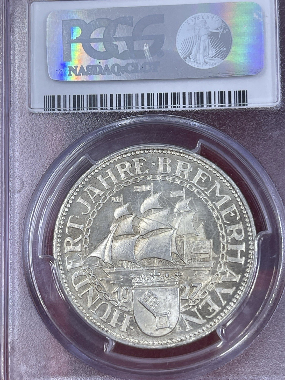 Coin Silver 5 Reichsmark 1927 A Bremerhaven PCGS MS64+ Silver Coin