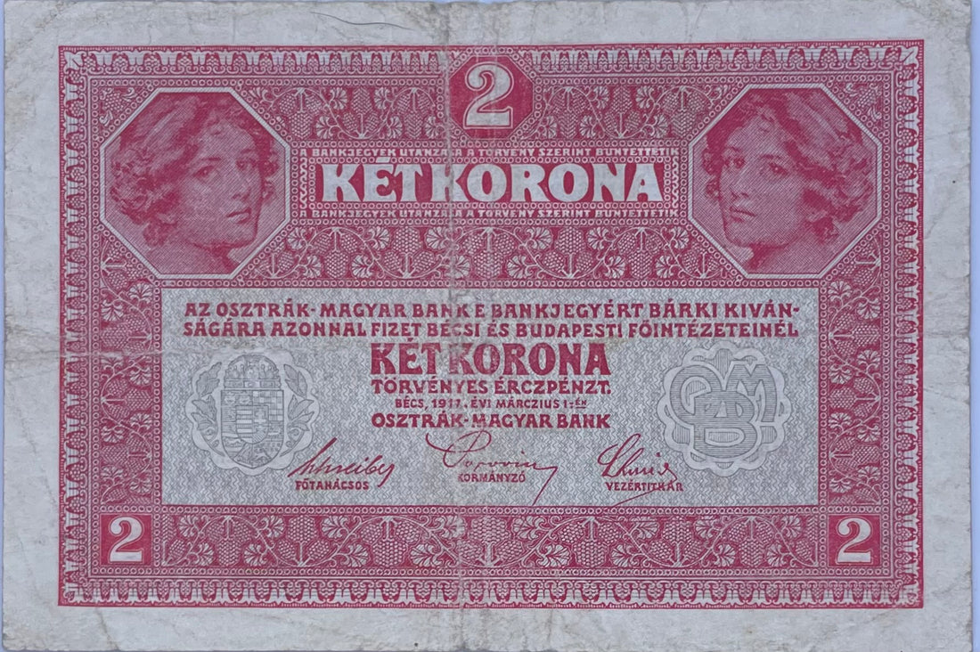 1917 Austria 2 Kronen Used World Banknote