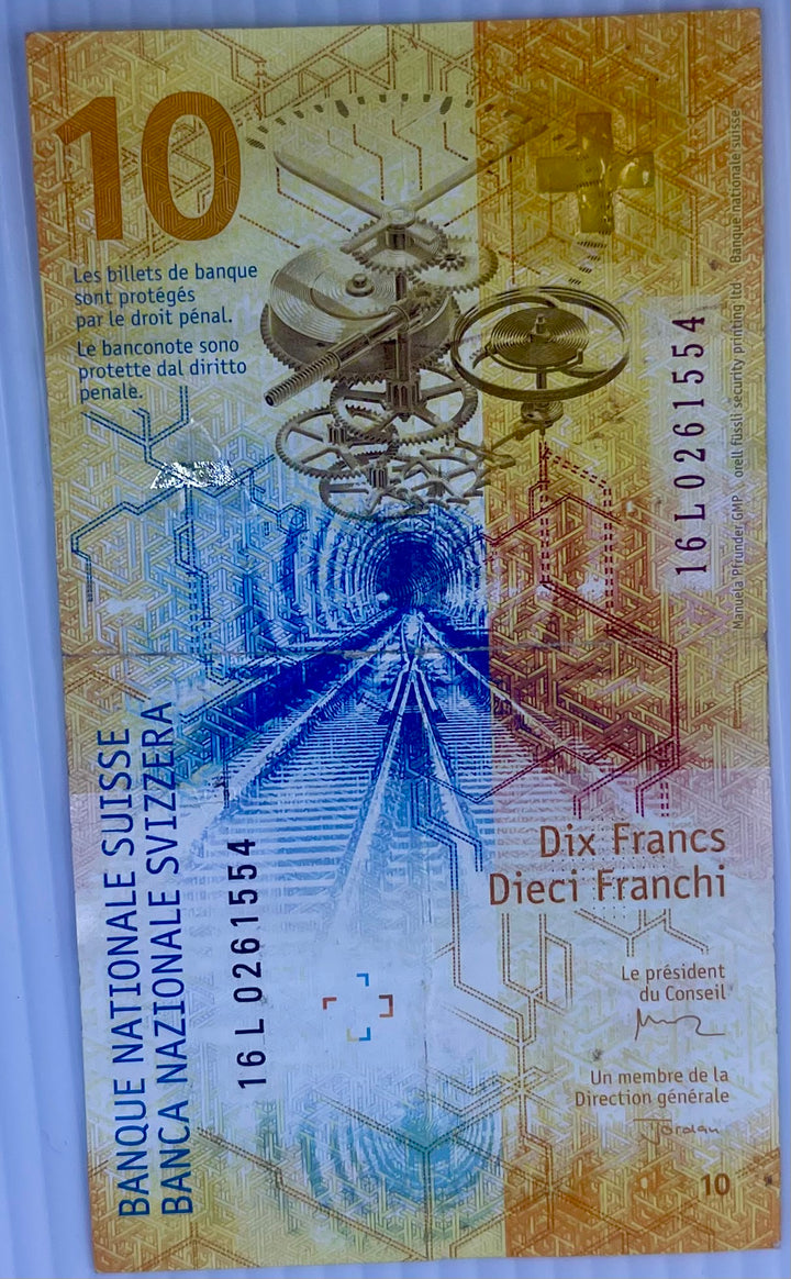 Switzerland 2017 10 Franken P-75 Used World Banknote
