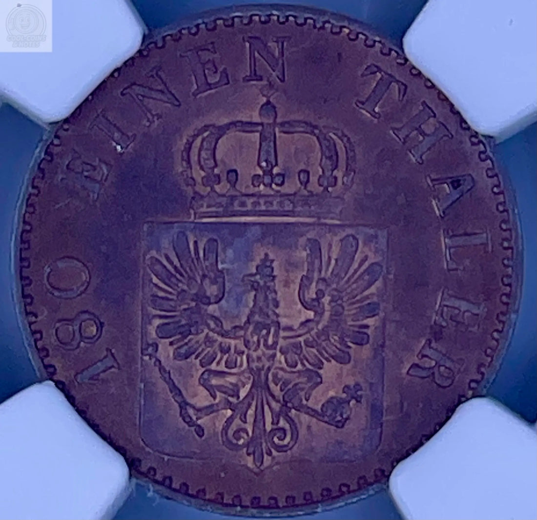 1853 A Germany 3 Pfennig NGC MS 65 RB Coin MECKLENBURG-SCHWERIN Cool Coins & Notes