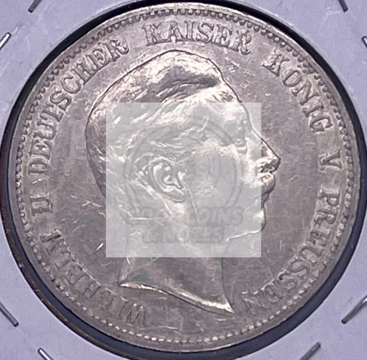1903-A Germany Prussia 5 Mark Silver Funf Reich .900 Wilhelm II Preussen - Cool Coins & Notes