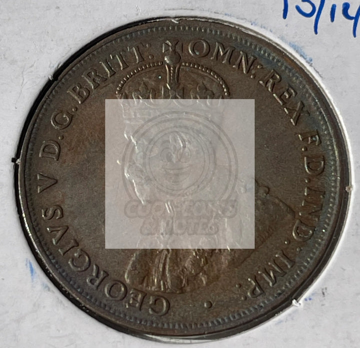 1921 AUSTRALIA LARGE 1 ONE PENNY BRONZE COIN KM 23 XF/AU - Cool Coins & Notes