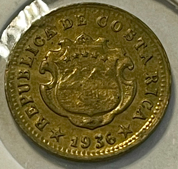 1936  Costa Rica 10 Centimos Coin  - KM#174 - Cool Coins & Notes