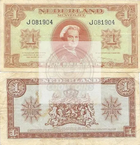 1945 Nederland 1 Gulden Circulated From Lot - Cool Coins & Notes