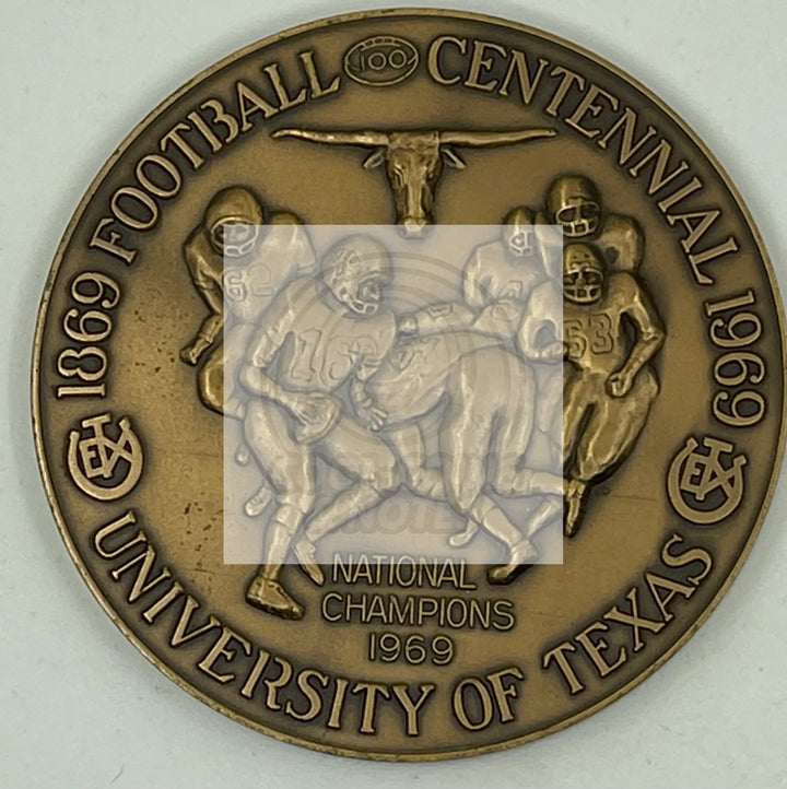 1969 UNIVERSITY OF TEXAS FOOTBALL CENTENNIAL MEDAL AND NATIONAL CHAMPIONS Previo - Cool Coins & Notes