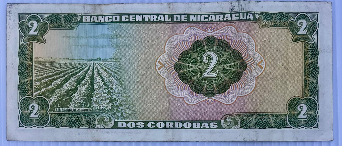 Nicaragua 1972 2 Cordobas P-121 Used World Banknote Currency