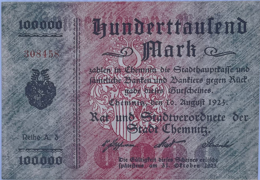 1923 Germany 100,000 Marks World Banknote