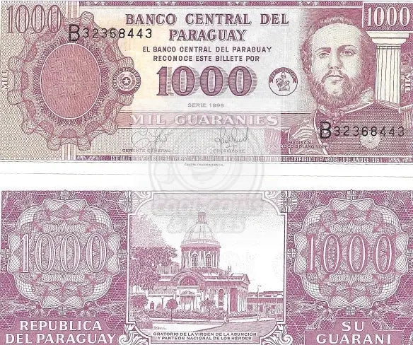1,000 Guarani Paraguay 1998 P# 214 UNC - Cool Coins & Notes