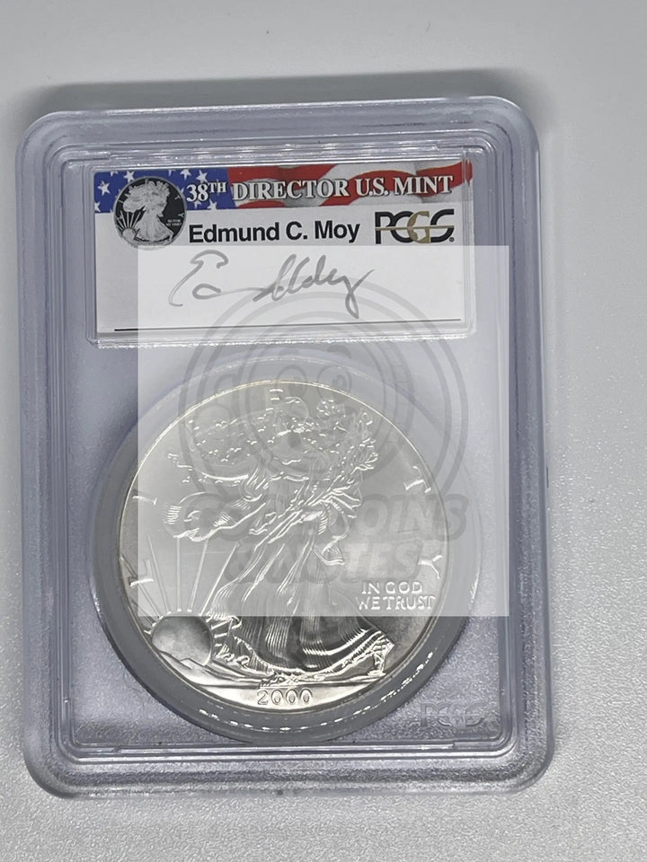 2000 PCGS MS 69 Ed M. Moy Exclusive Hand Signed Silver Eagle (EMc) - Cool Coins & Notes