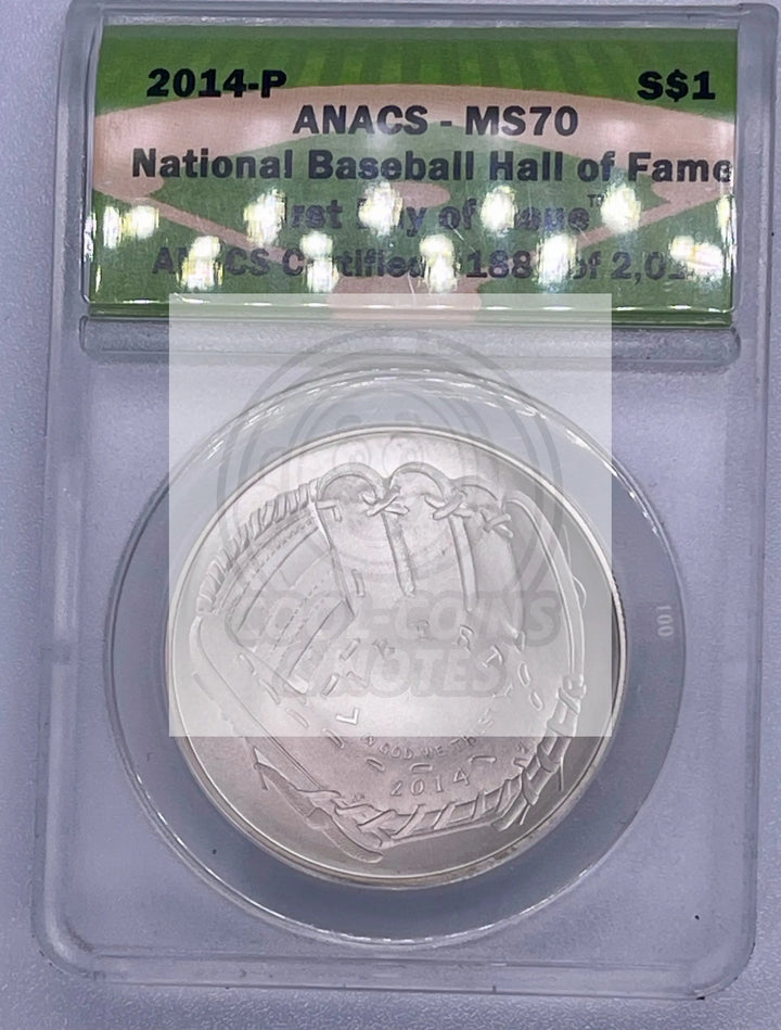 2014D Baseball Hall Of Fame 50c ANACS MS70 First Day of Issue - Cool Coins & Notes