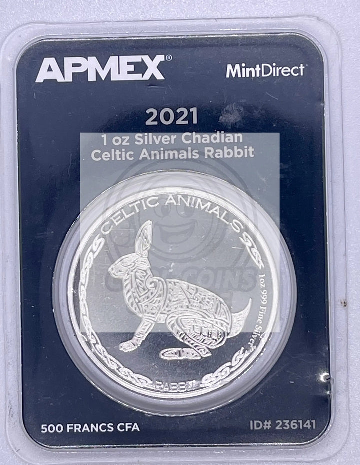 2021 Rep. of Chad 1 oz Silver Celtic Animals Rabbit (MD® Single) - Cool Coins & Notes