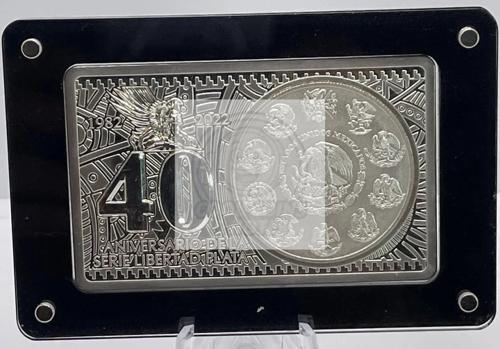 2022 Mexico 3 oz Silver Libertad 40th Anniversary Coin Bar SM150 - Cool Coins & Notes