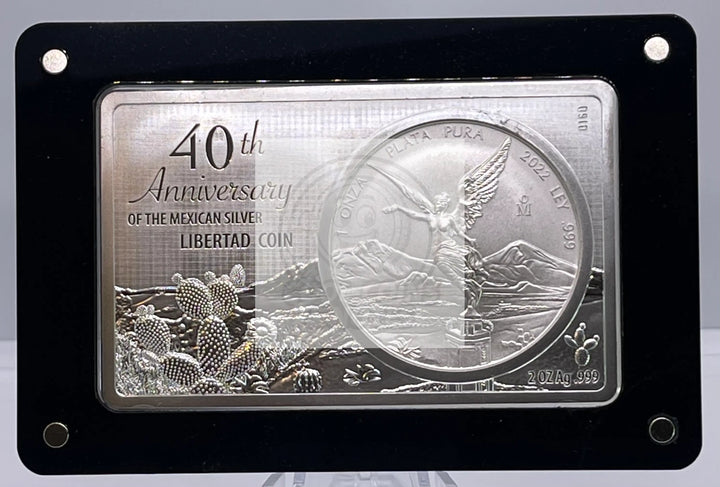 2022 Mexico 3 oz Silver Libertad 40th Anniversary Coin Bar SM150 - Cool Coins & Notes