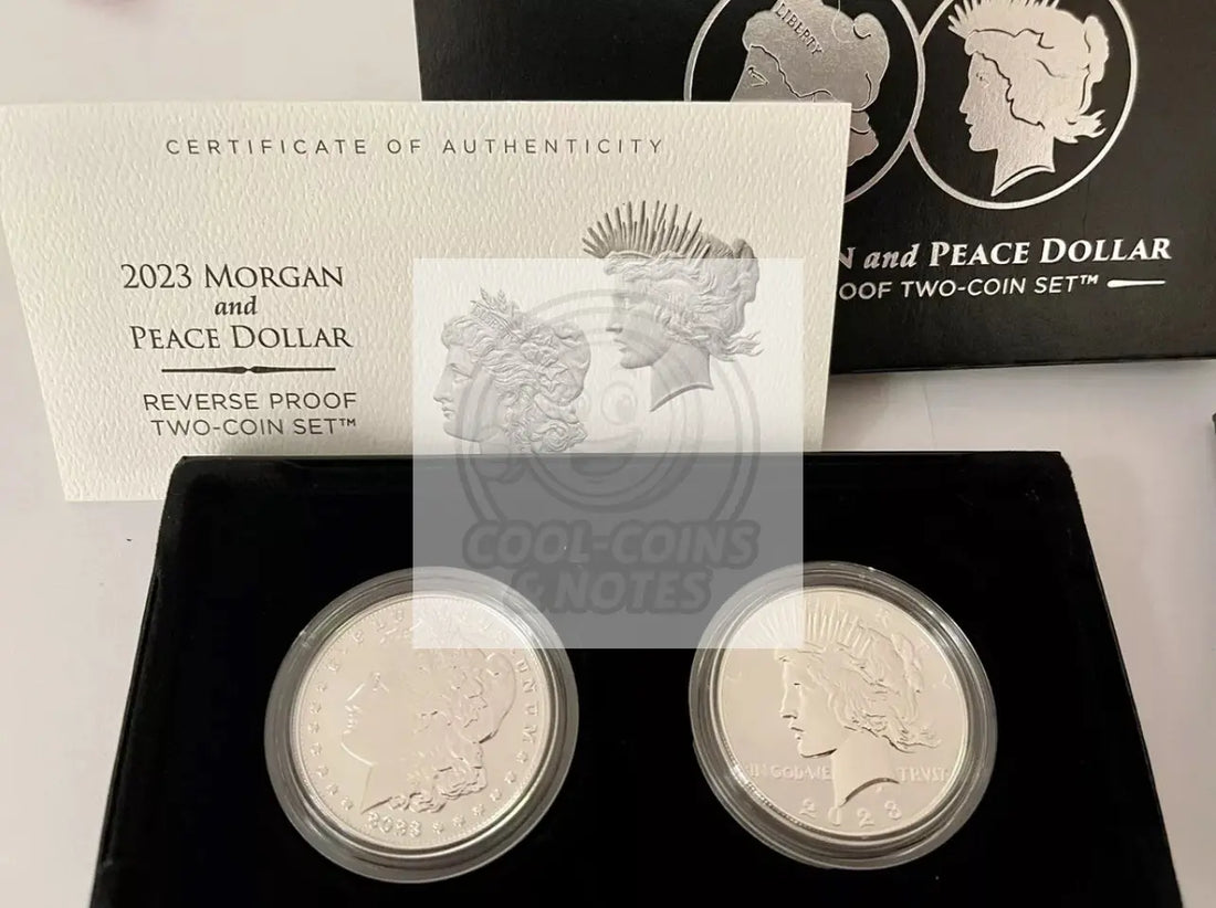 2023-S Reverse Proof $1 Morgan and Peace Silver Dollar 2pc Set Box  SM139 - Cool Coins & Notes