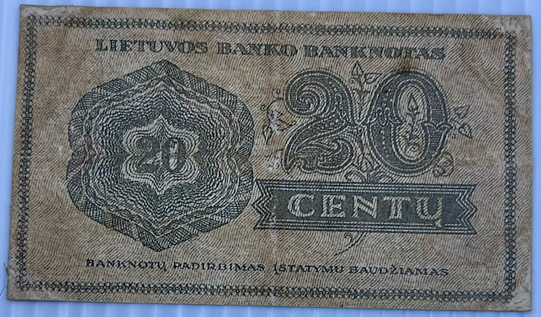 Lithuania 1922 20 Cents P-11 Used Banknote