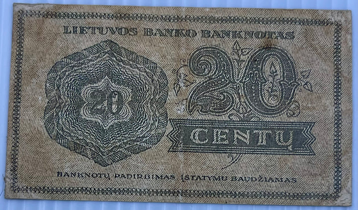 Lithuania 1922 20 Cents P-11 Used Banknote