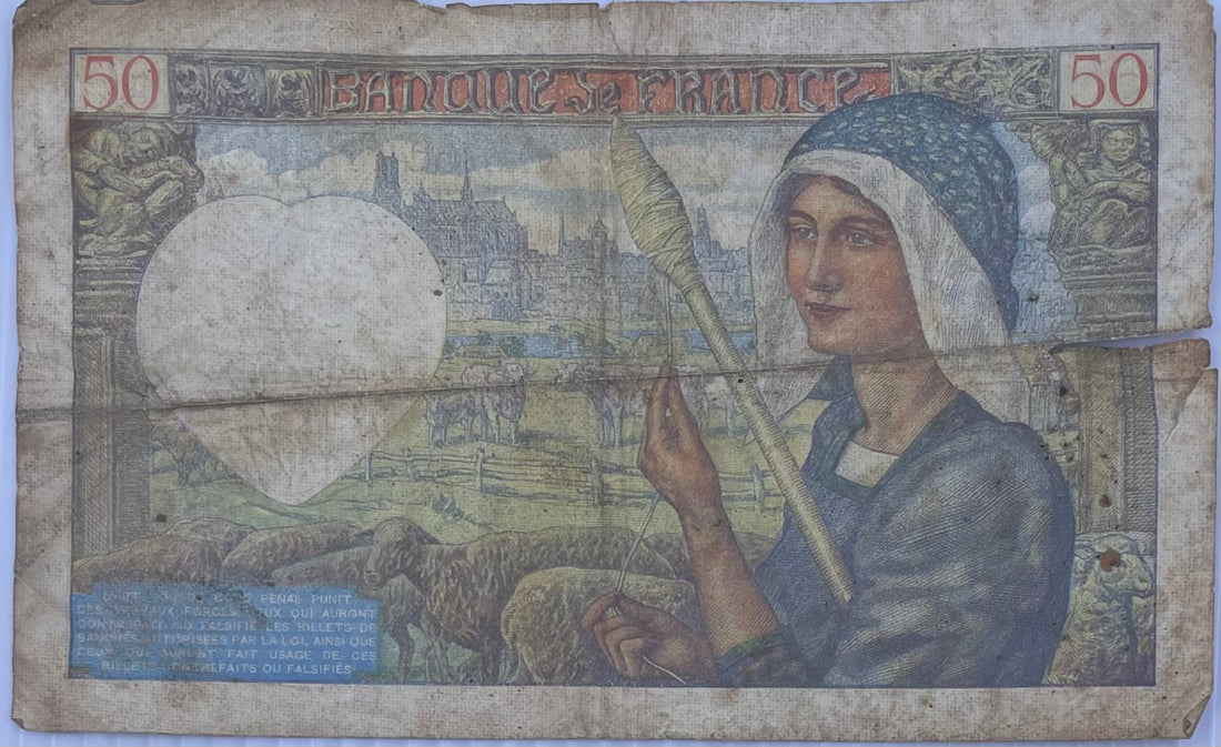 1940 France 50 Francs P-93 Used World Banknote