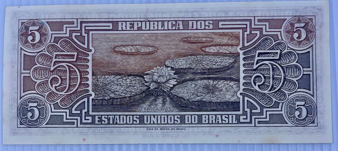 BRAZIL ND(1962) 5 CRUZEIROS P-166a UNC Banknote