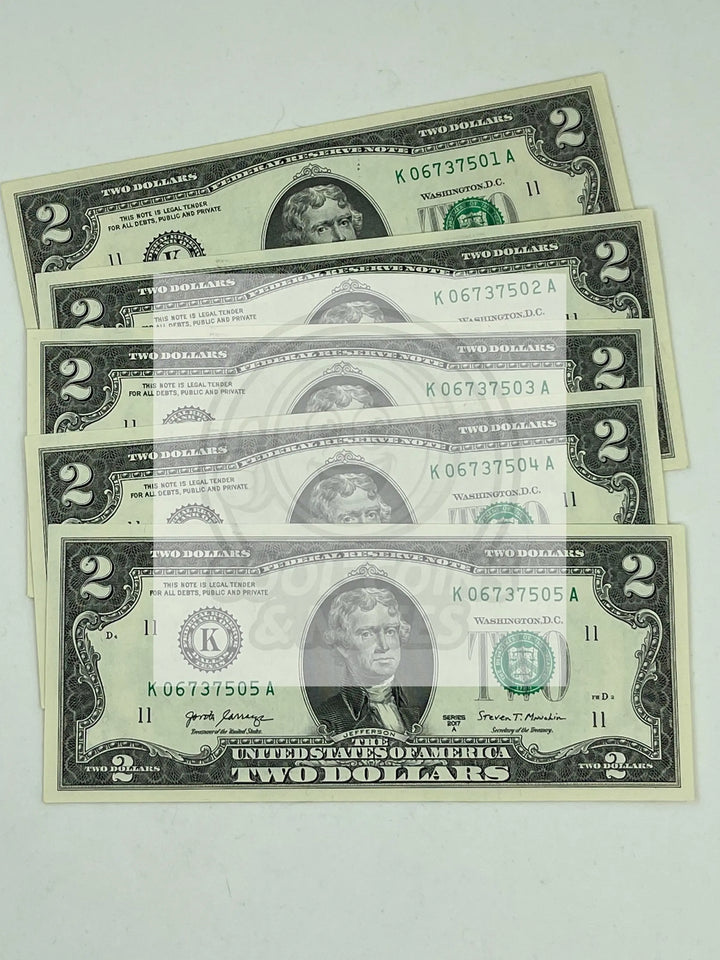 (5) Sequential 2017 UNC Bills - Cool Coins & Notes