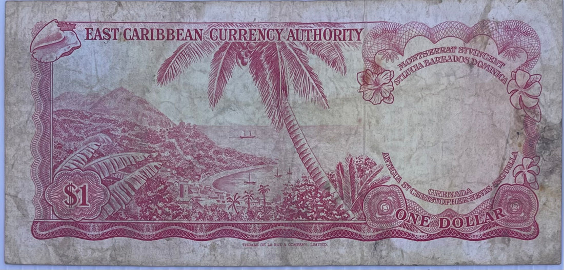 1965 East Caribbean States $1 Dollar P-13 QEII Used World Banknote