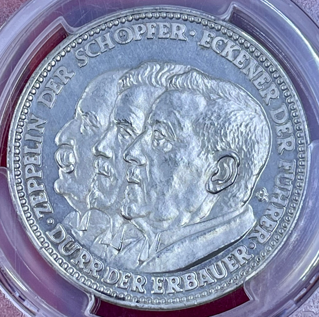 Germany 1929- "Zeppelin World Tour" Kaiser 511 ag PREUSS edge Silver Medal - PCGS SP63 Silver Coin