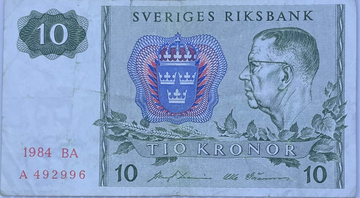 1983 Sweden 10 Kroner Used World Banknote