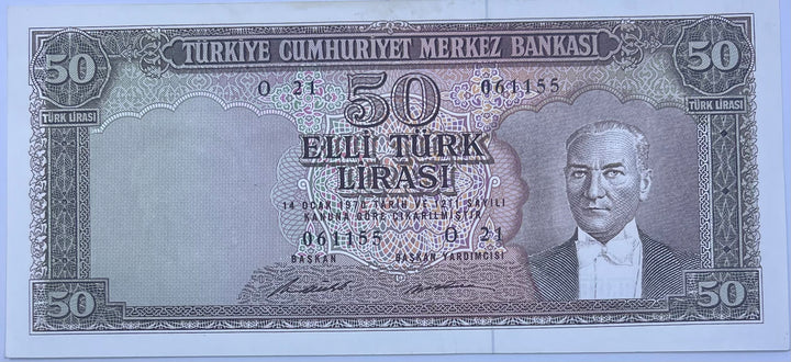 Turkey 1960 50 Lira P-162 UNC World Banknote