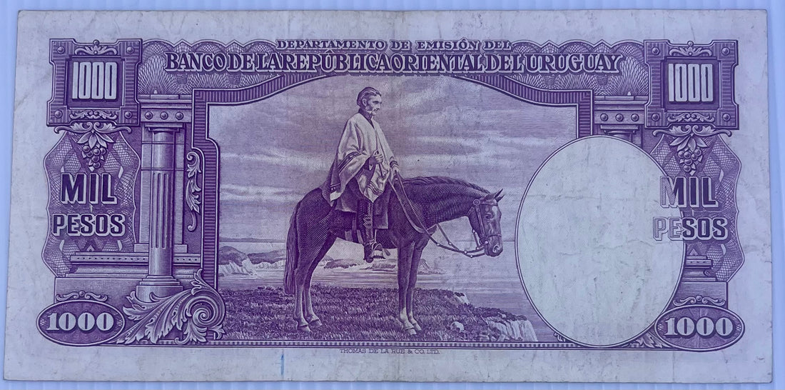 Uruguay 1967 1000 Pesos P-45s Used World Banknote Currency