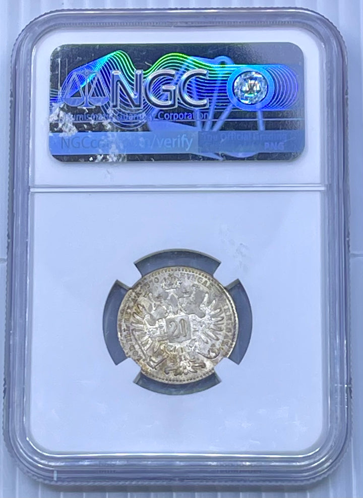 Austria 1870 20 Kreuzer Silver Coin – NGC MS 64 (KM# 2212) - Cool Coins & Notes