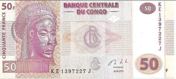 Congo 2013 50 Francs UNC - Cool Coins & Notes