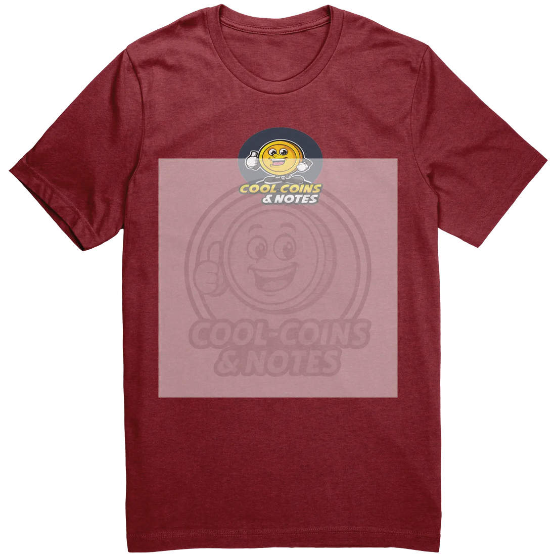 Cool_Coins_Tee_Shirt_Canvas_Heather_Canvas_Red_Front_Mockup.png