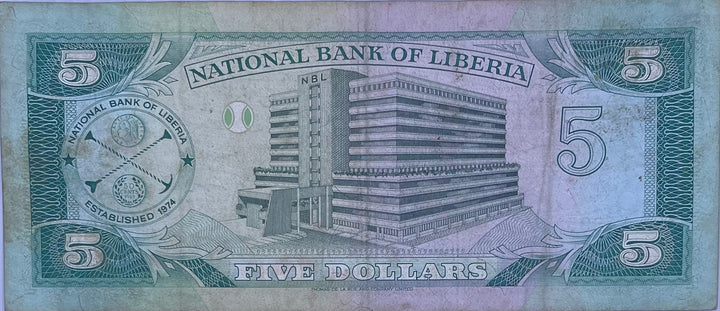 LIBERIA 5 DOLLARS 1989 P19, Used World Banknote Currency
