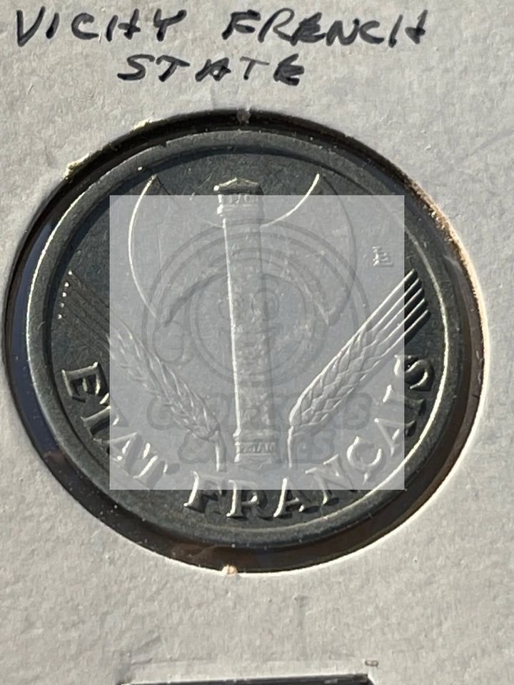 France 2 Francs 1944 Vichy (German Occupied). WWII World Coin. - Cool Coins & Notes