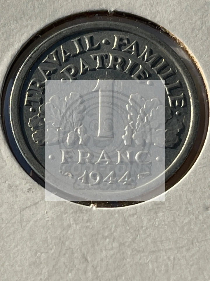 France 2 Francs 1944 Vichy (German Occupied). WWII World Coin. - Cool Coins & Notes