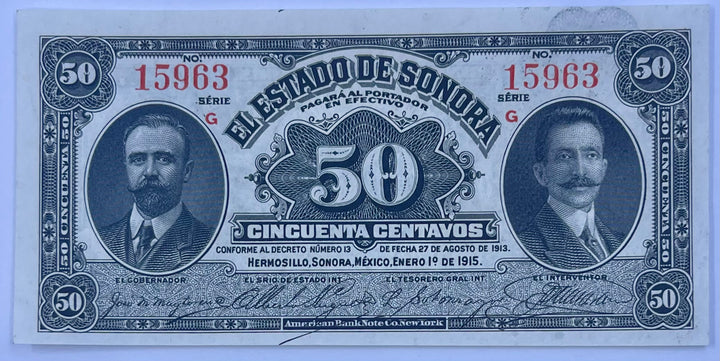 Mexico 1915 50 Pesos Banknote S-1070 UNC World Banknote