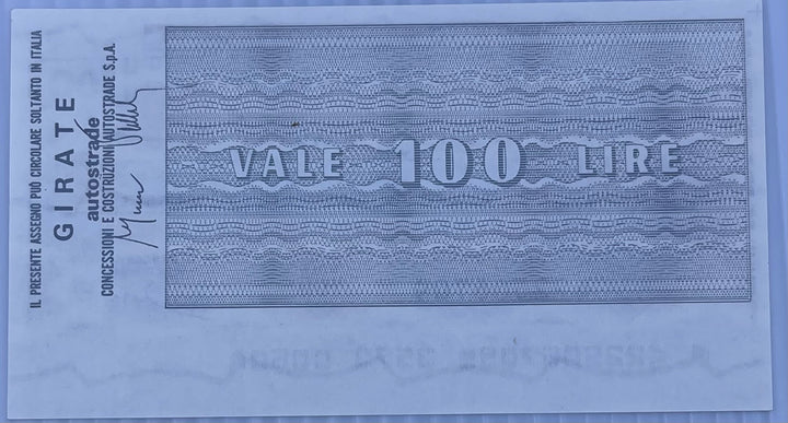 Italy 1976 100 Lire P-G 1372.4.3 Banca di Credito Agrario di Ferrara - Autostrade PNL AU Banknote