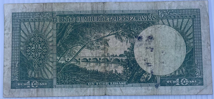 Turkey 1963-1966 10 Lira P-161 World Banknote