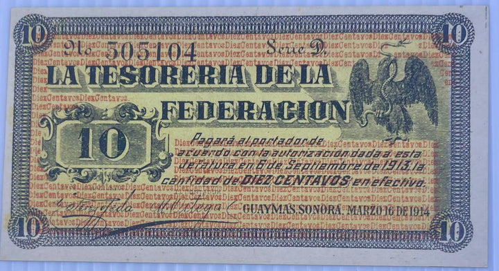 Mexico 1914 10 Centavos UNC P-S1058a Banknote