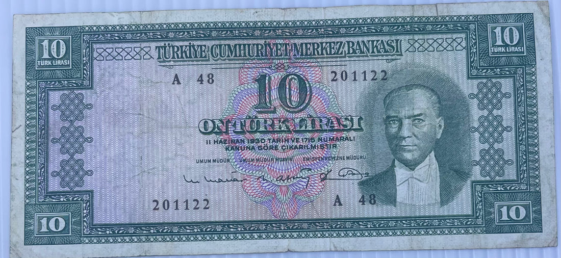 Turkey 1963-1966 10 Lira P-161 World Banknote