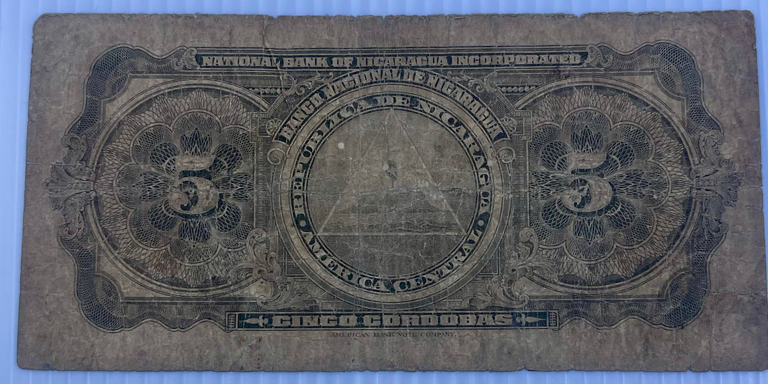 Nicaragua 1938 5 Cordobas P-93 Used World Banknote Currency