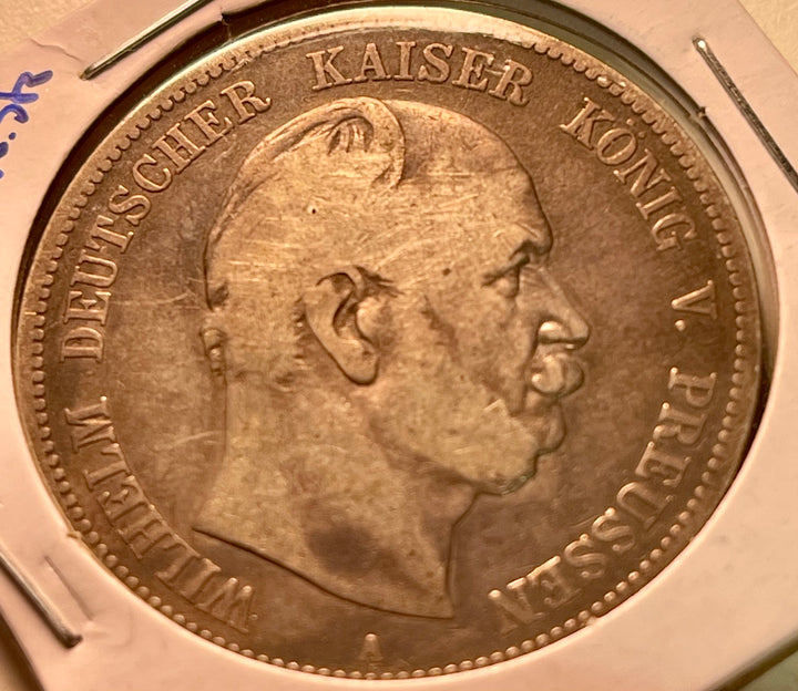 Germany 1876 A 5 Mark Saxony Silver Coin – KM#503 - Cool Coins & Notes