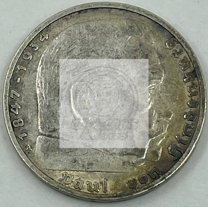 Germany 1938 A 5 Mark Third Reich WW2 KM94.900 Silver, .4106 ASW - Cool Coins & Notes