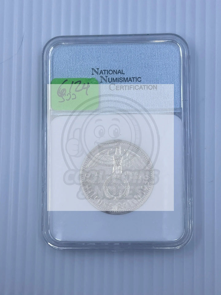 Germany 1939-G 5 Mark KM 94 NMC AU-58 WW2 Nazi Germany Silver Coin - Cool Coins & Notes