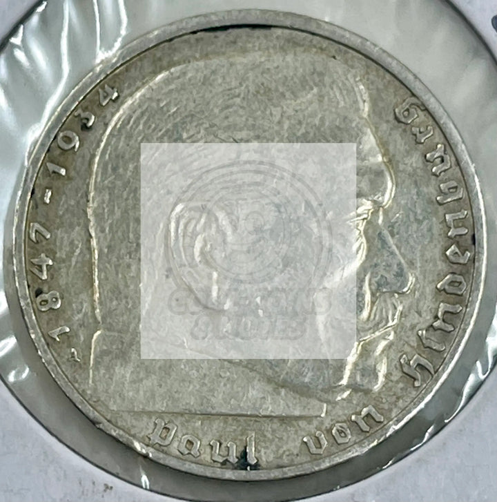 Germany - Third Reich Silver 1939 A 2 Reichs Mark Hindenburg KM# 93 - Cool Coins & Notes