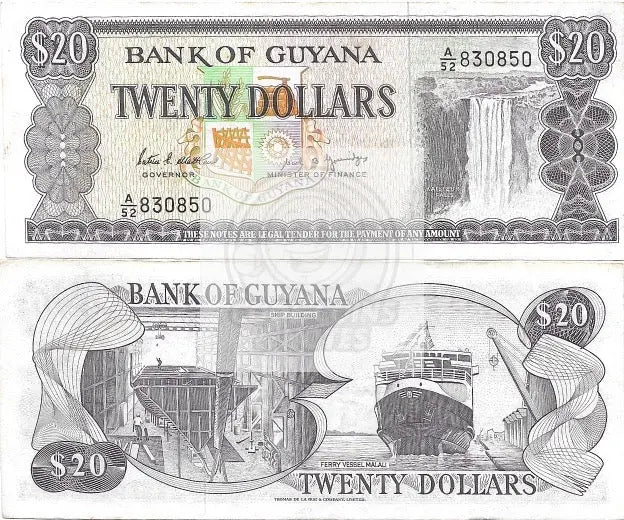 Guyana 20 Dollars, ND(1989), P-24, Circulated Banknote - Cool Coins & Notes