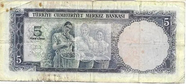 L. 1930 Turkey Central bank Currency Five Liras Banknote Kamal Ataturk Pick# 173 - Cool Coins & Notes