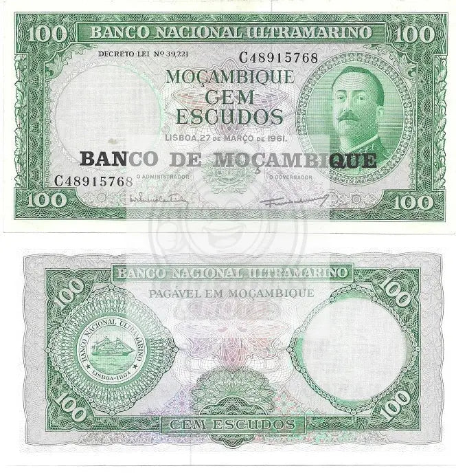 MOZAMBIQUE 1961 100 ESCUDOS P-109a UNC Banknote - Cool Coins & Notes