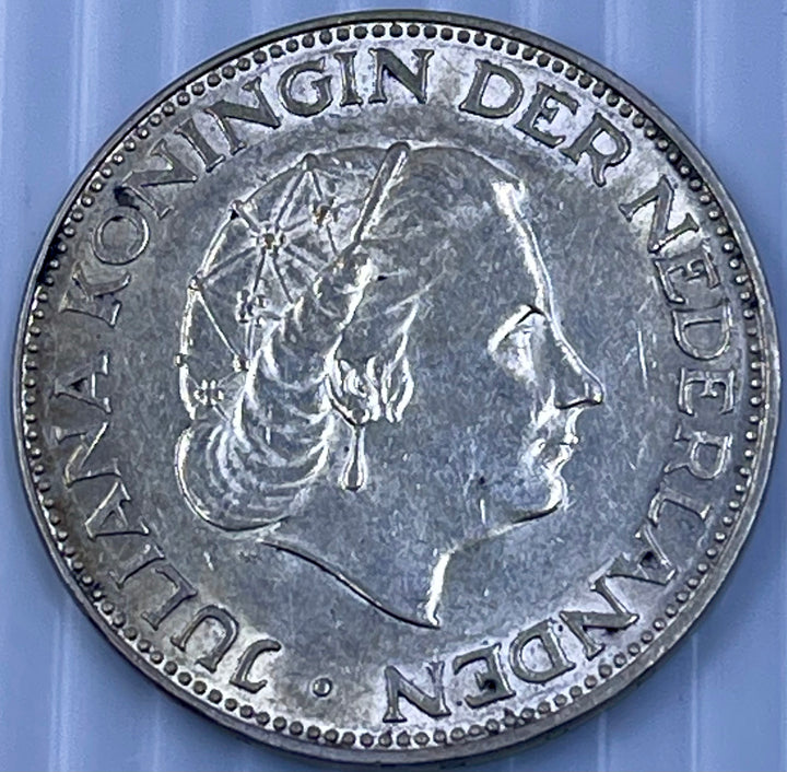 Netherlands 1961 2½ Gulden KM185 72% Silver Coin Queen Juliana - Cool Coins & Notes