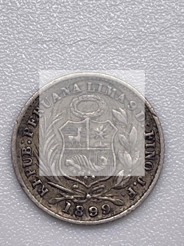 Peru 1/2 Dinero 1899 KM#206.2 Overdate Variety Silver Coin - Cool Coins & Notes